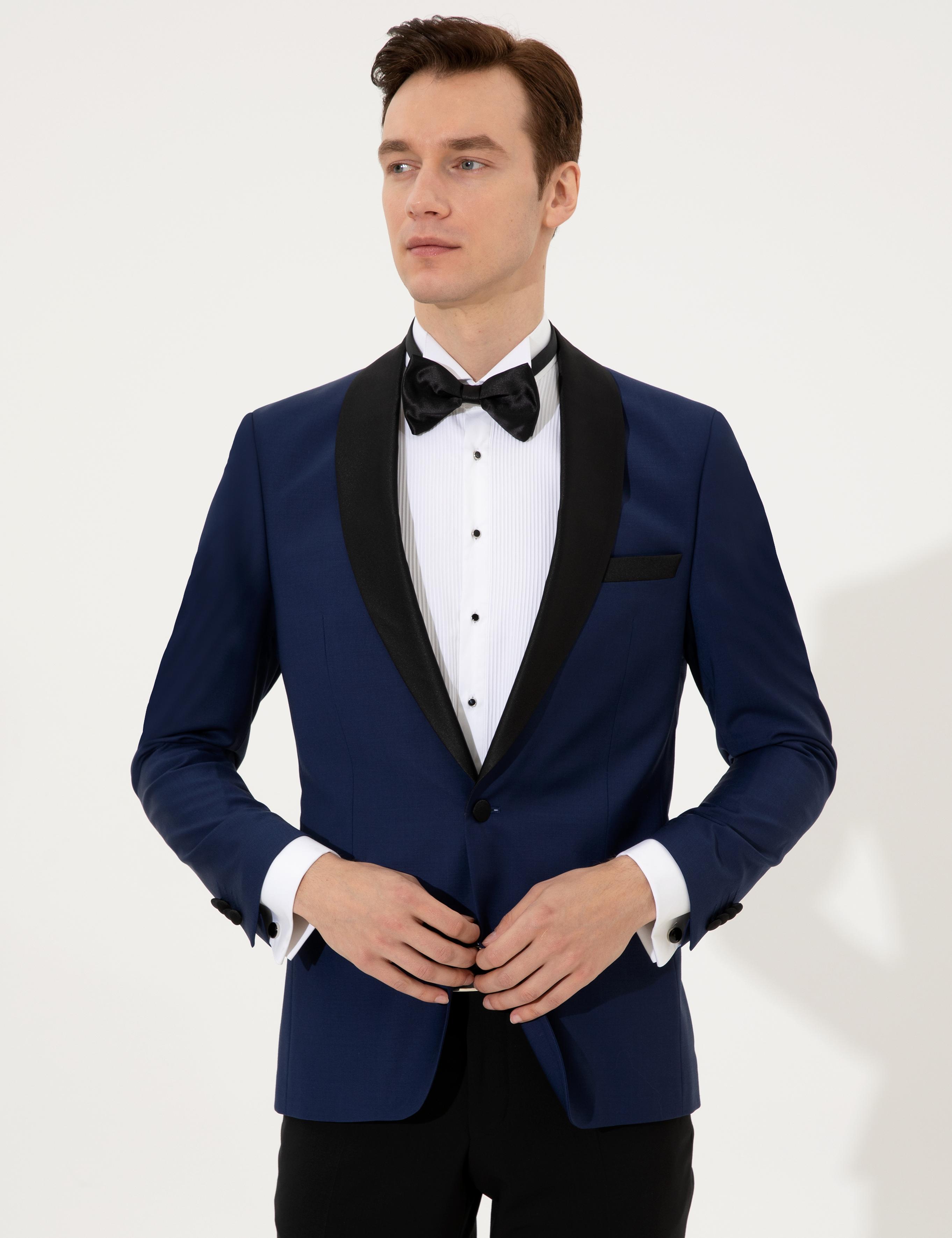 Açık Lacivert Slim Fit Smokin Ceket - 50223961089