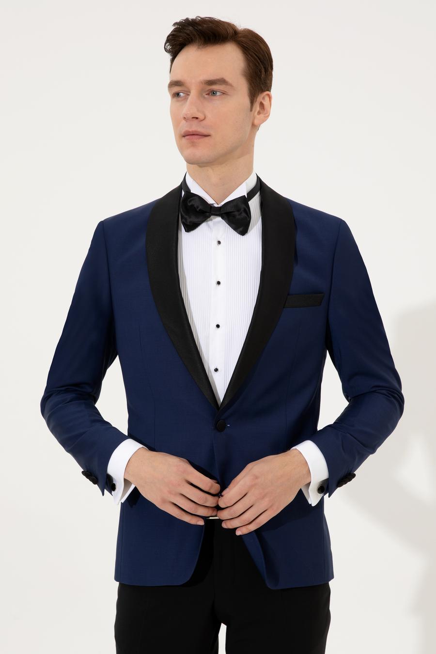Açık Lacivert Slim Fit Smokin Ceket - 50223961089