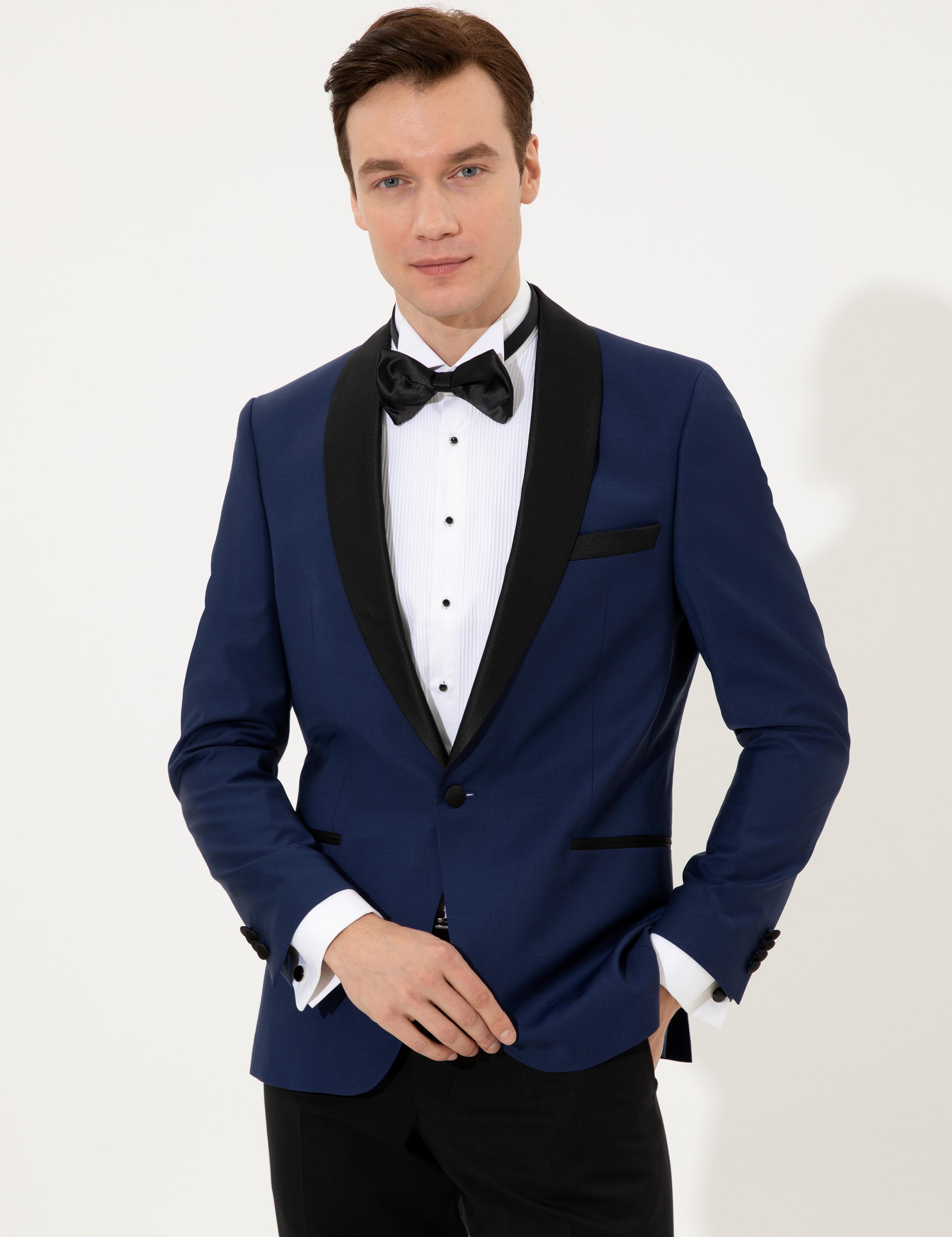 Açık Lacivert Slim Fit Smokin Ceket - 50223961089