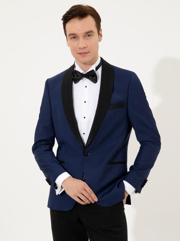 Açık Lacivert Slim Fit Smokin Ceket