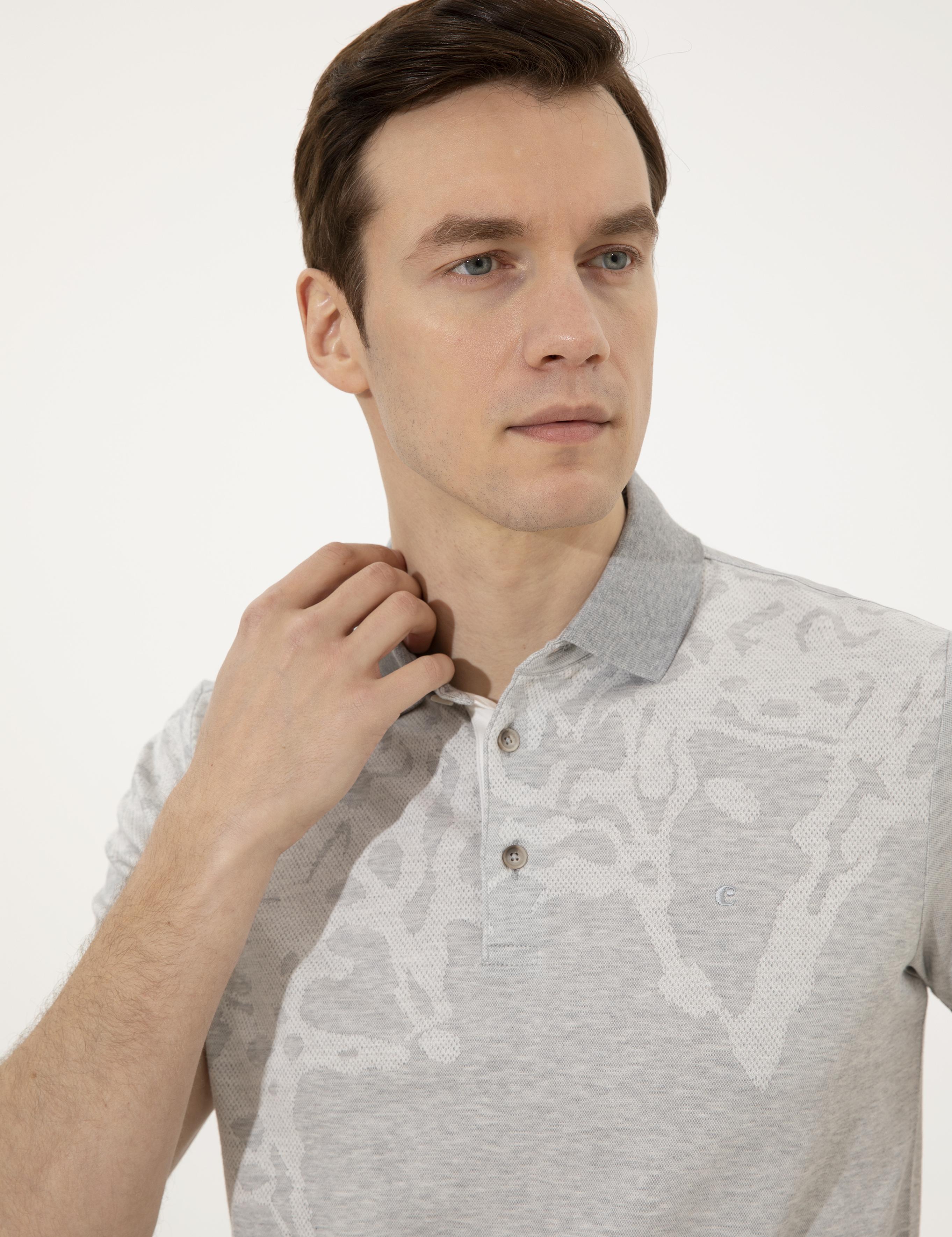 Gri Polo Yaka Slim Fit T-Shirt - 50247033013