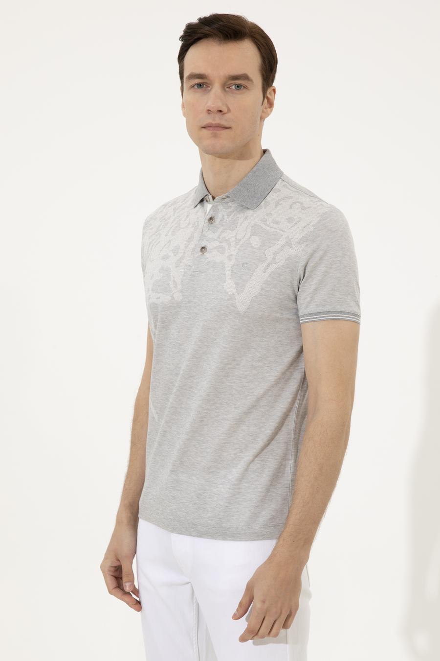 Gri Polo Yaka Slim Fit T-Shirt - 50247033013