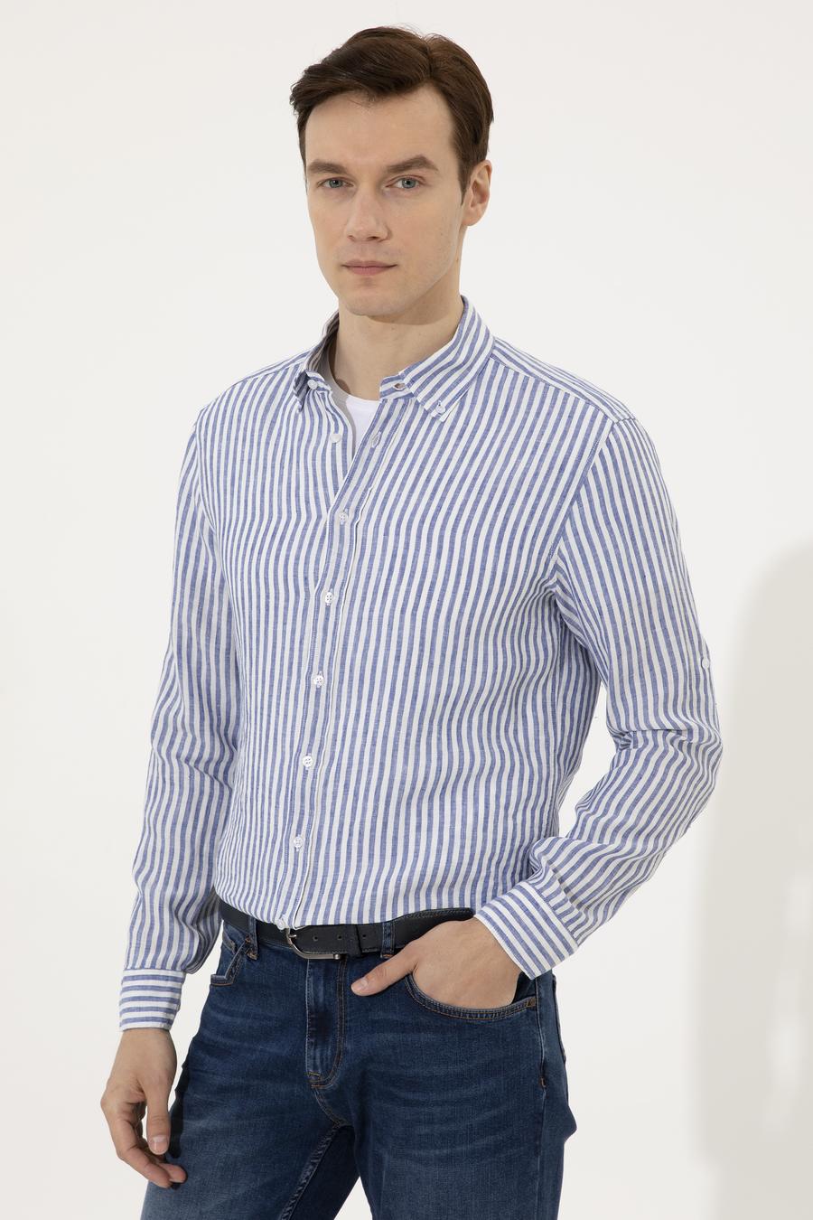 Mavi Slim Fit %100 Keten Gömlek - 50247988089
