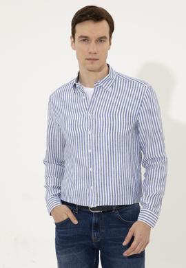 Mavi Slim Fit %100 Keten Gömlek