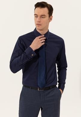 Lacivert Slim Fit Uzun Kollu Basic Gömlek