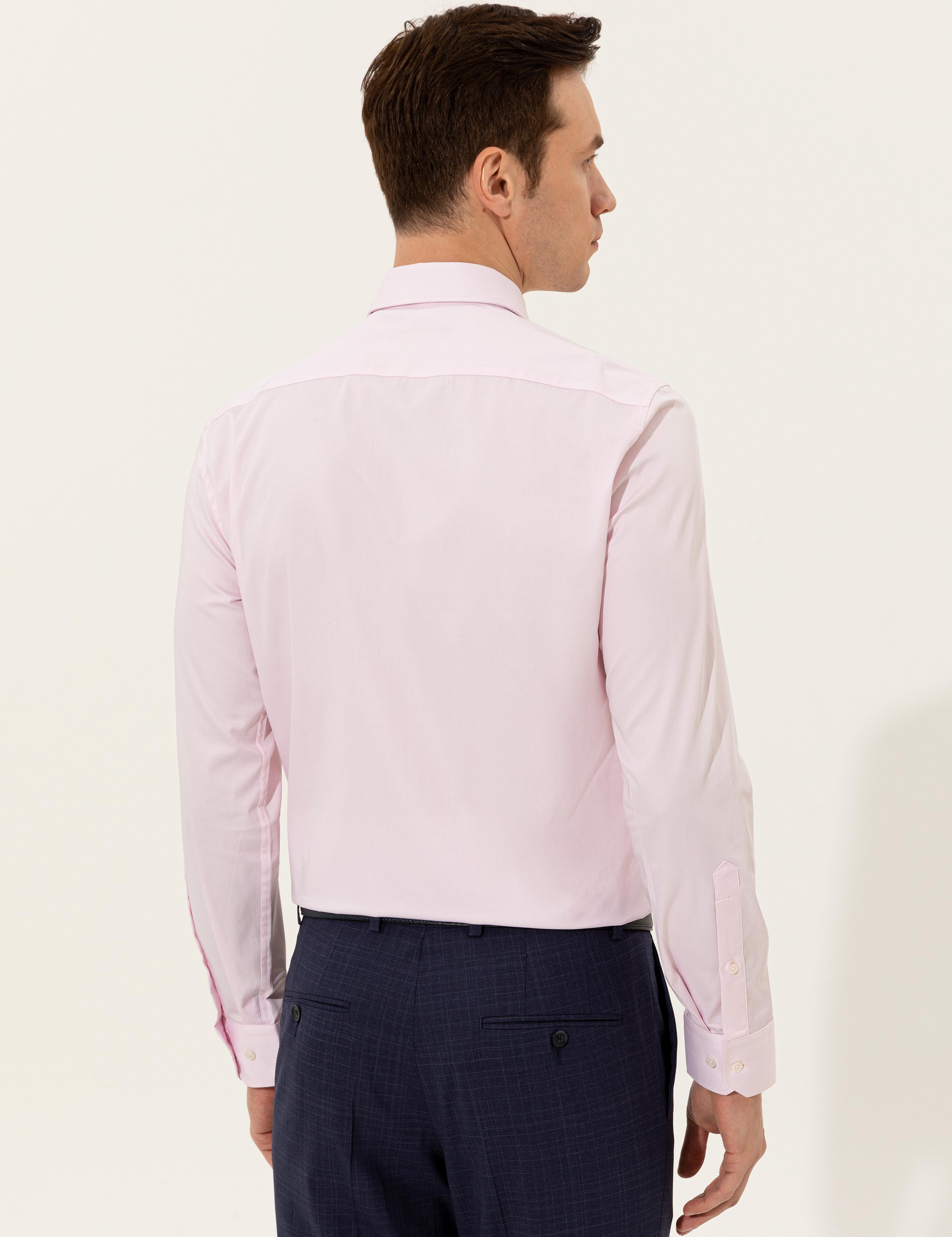Açık Pembe Slim Fit Uzun Kollu Basic Gömlek - 50223224097