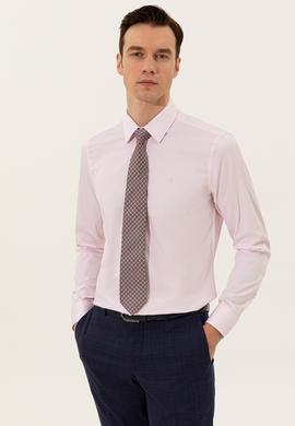 Açık Pembe Slim Fit Uzun Kollu Basic Gömlek
