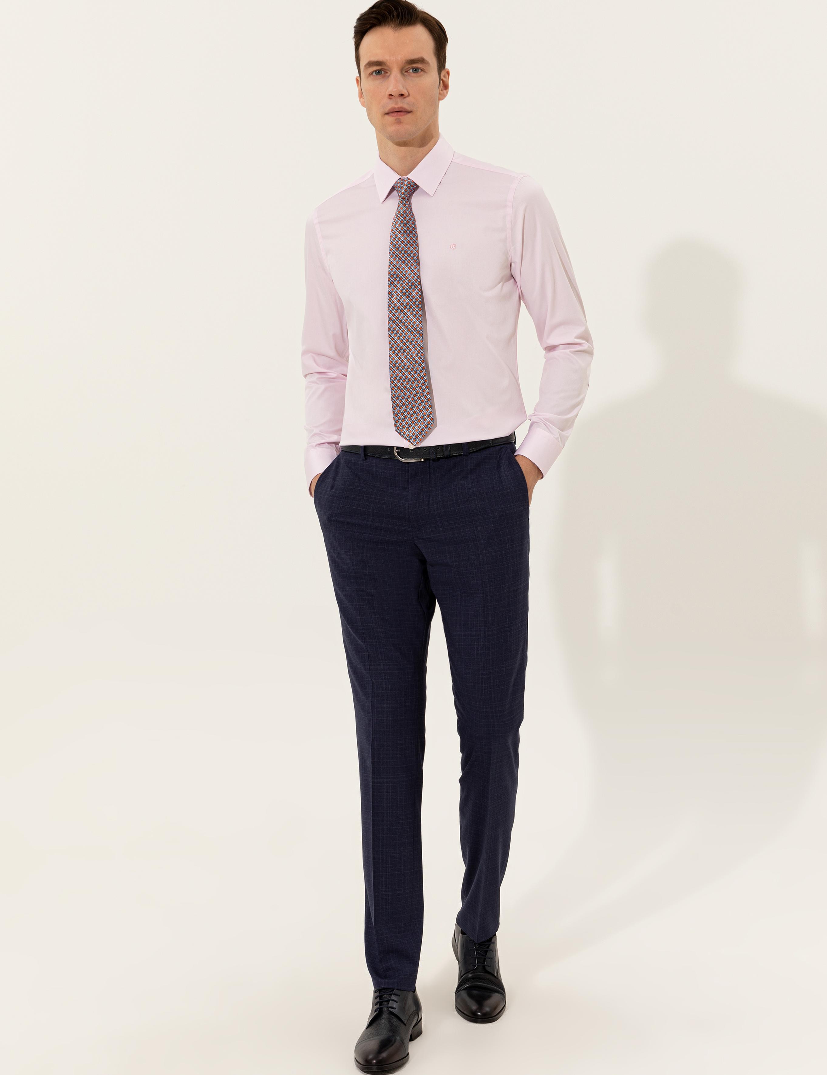 Açık Pembe Slim Fit Uzun Kollu Basic Gömlek - 50223224097