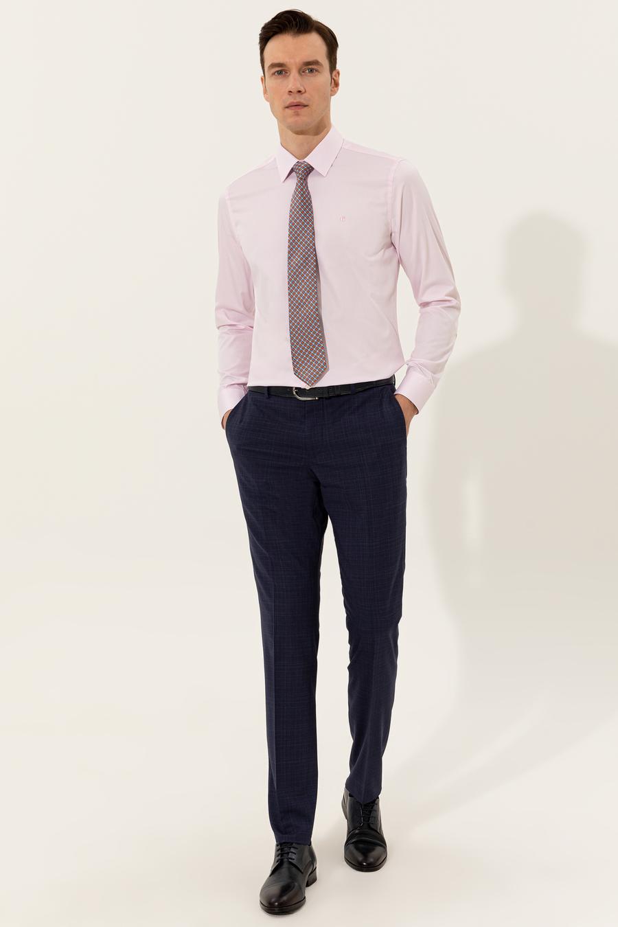 Açık Pembe Slim Fit Uzun Kollu Basic Gömlek - 50223224097