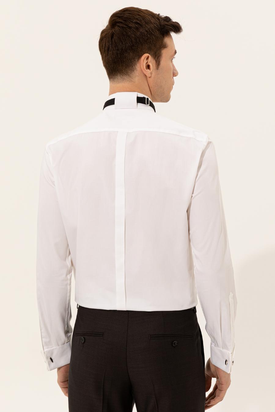 Beyaz Slim Fit Smokin Gömlek - 50223263009