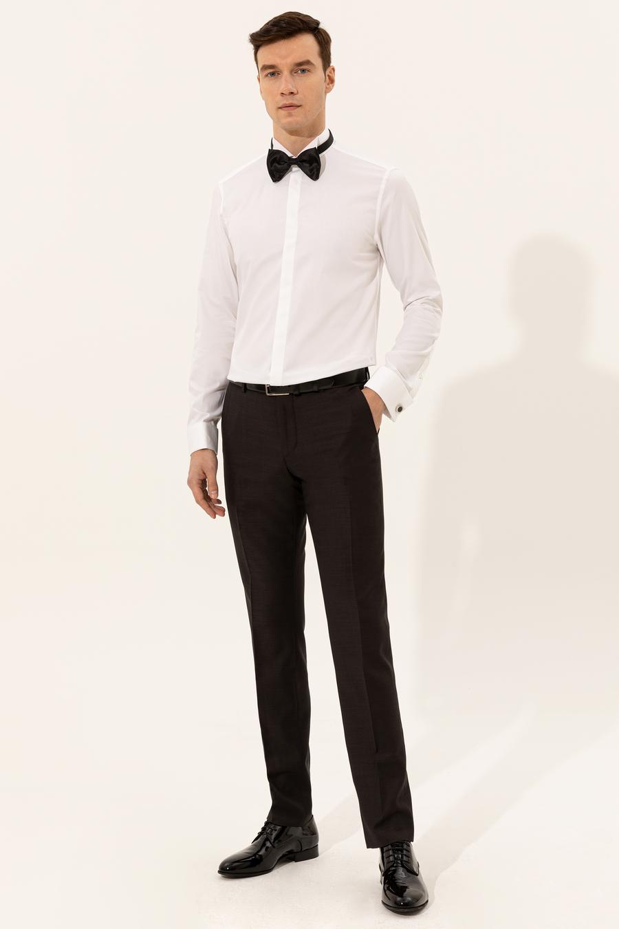 Beyaz Slim Fit Smokin Gömlek - 50223263009