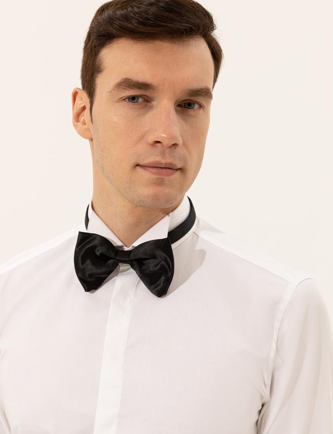 Beyaz Slim Fit Smokin Gömlek