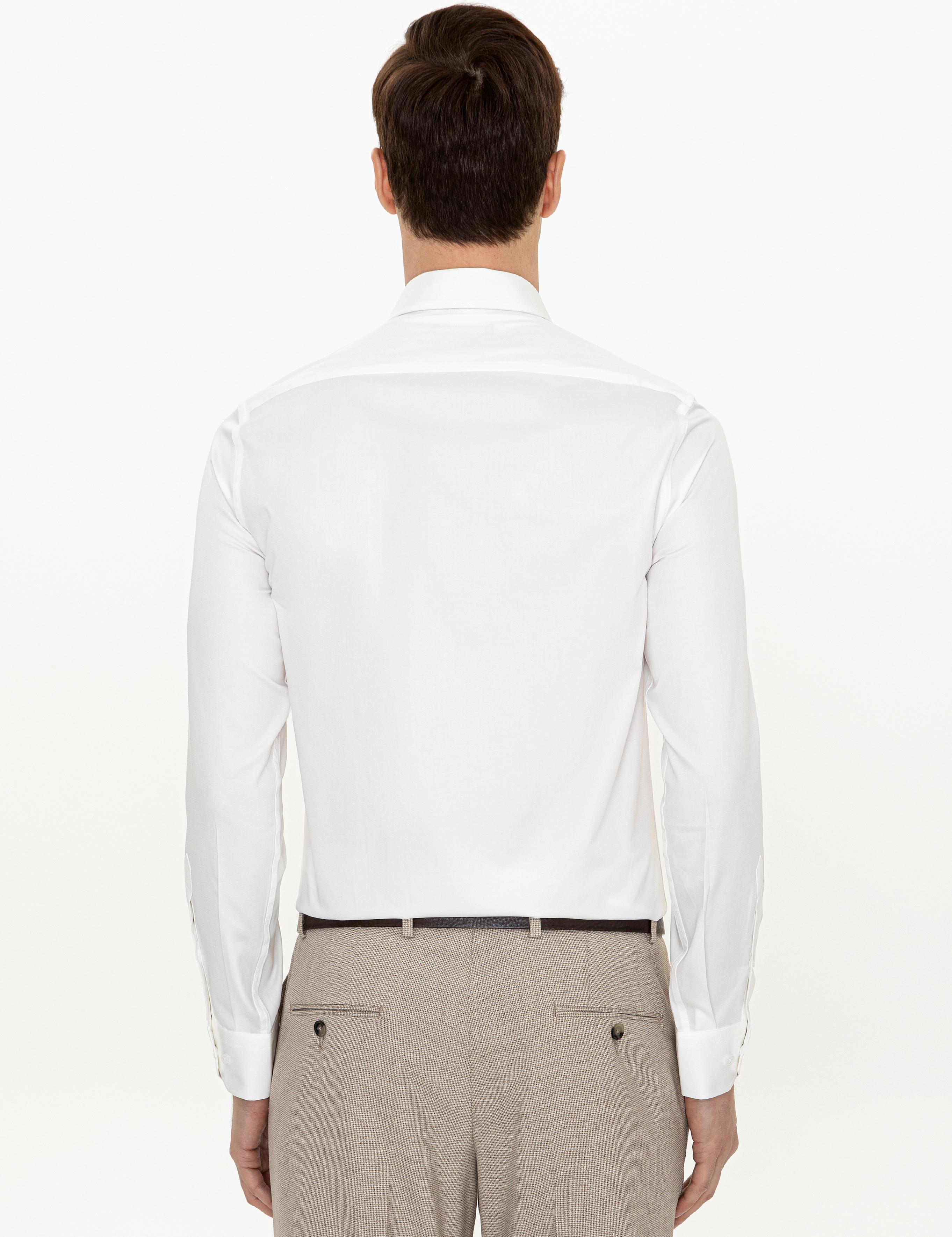 Ekru Slim Fit Uzun Kollu Basic Gömlek - 50235530110