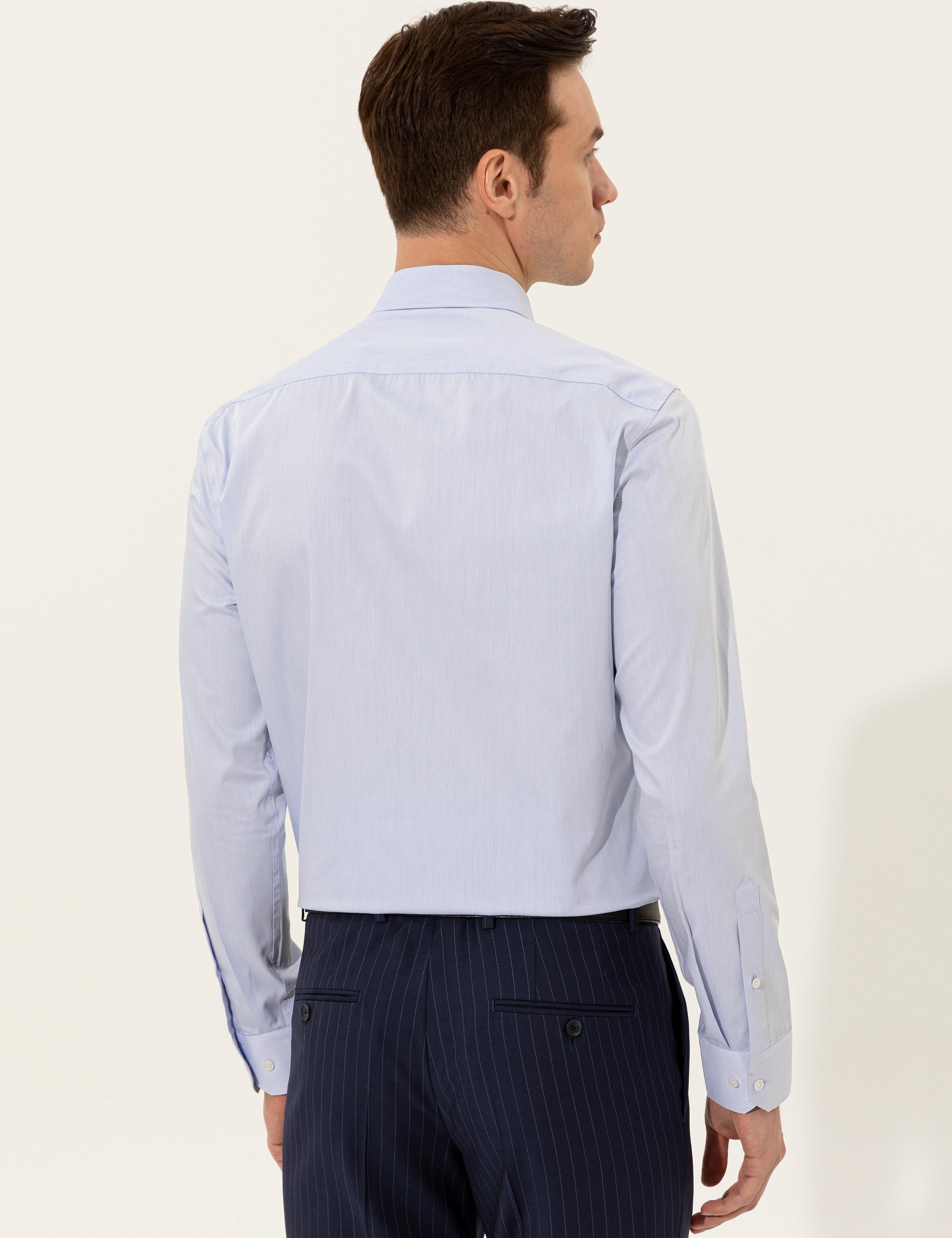 Açık Mavi Slim Fit Uzun Kollu Basic Gömlek - 50235519022