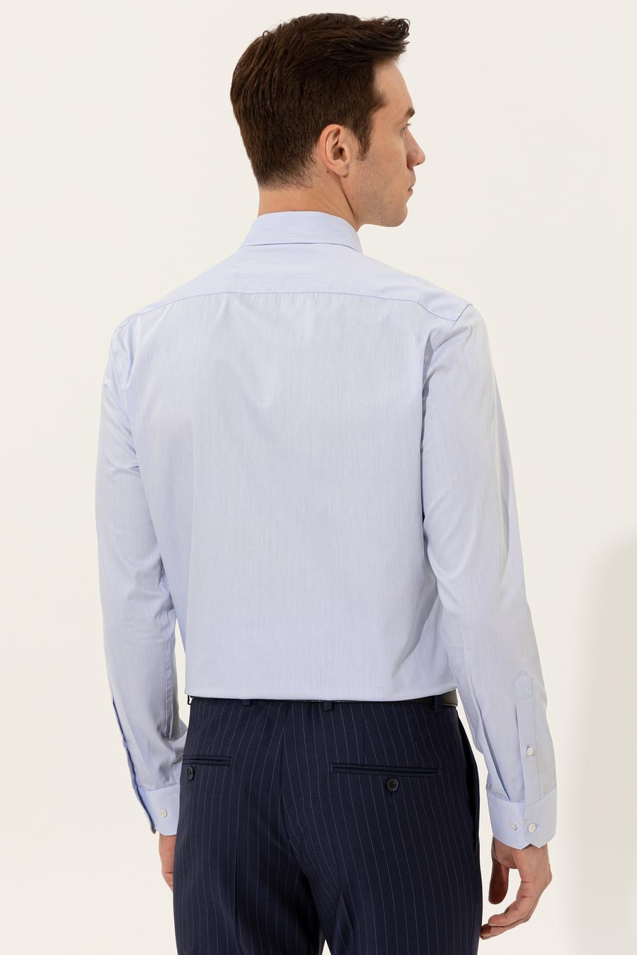 Açık Mavi Slim Fit Uzun Kollu Basic Gömlek - 50235519022