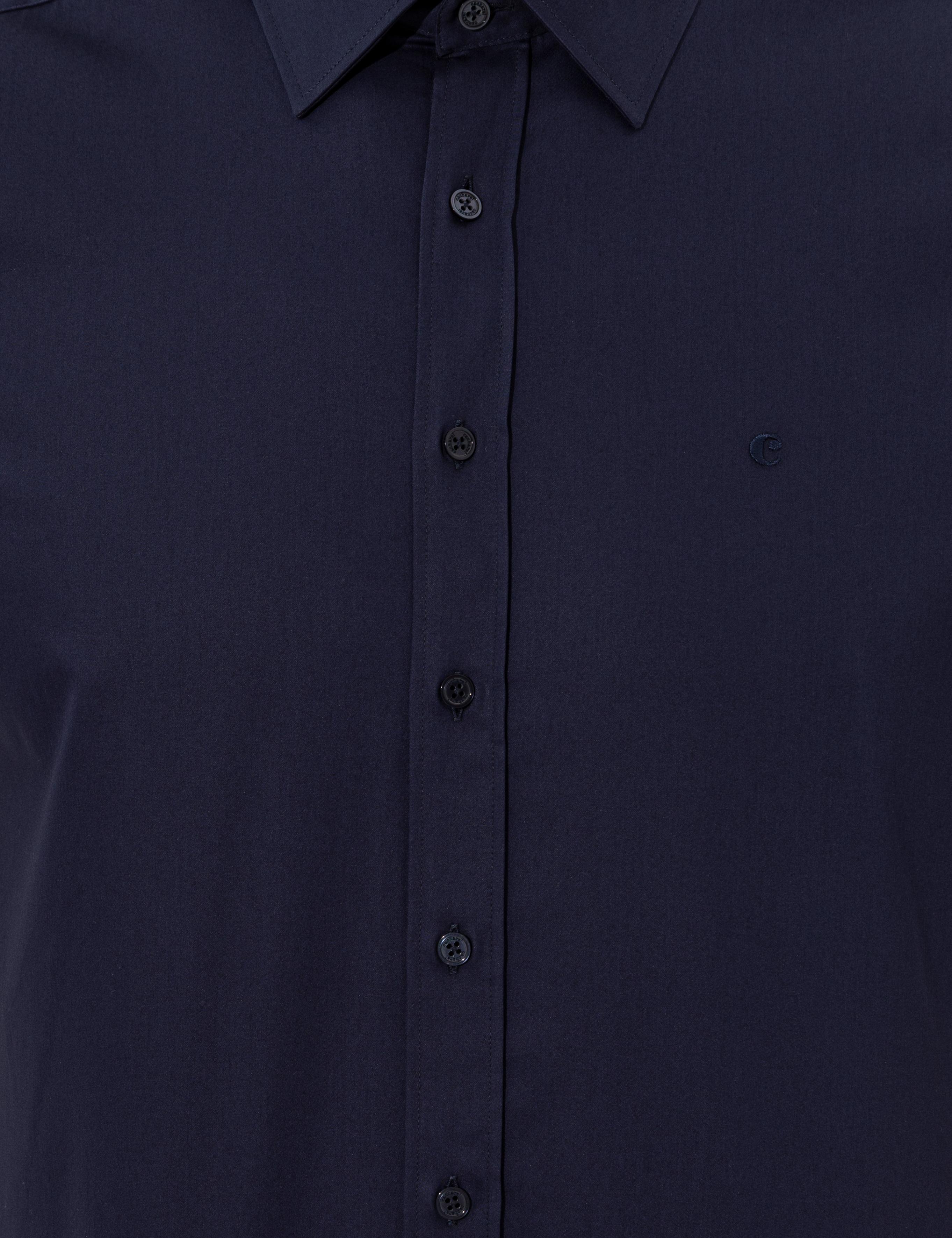 Lacivert Slim Fit Uzun Kollu Basic Gömlek - 50235530057