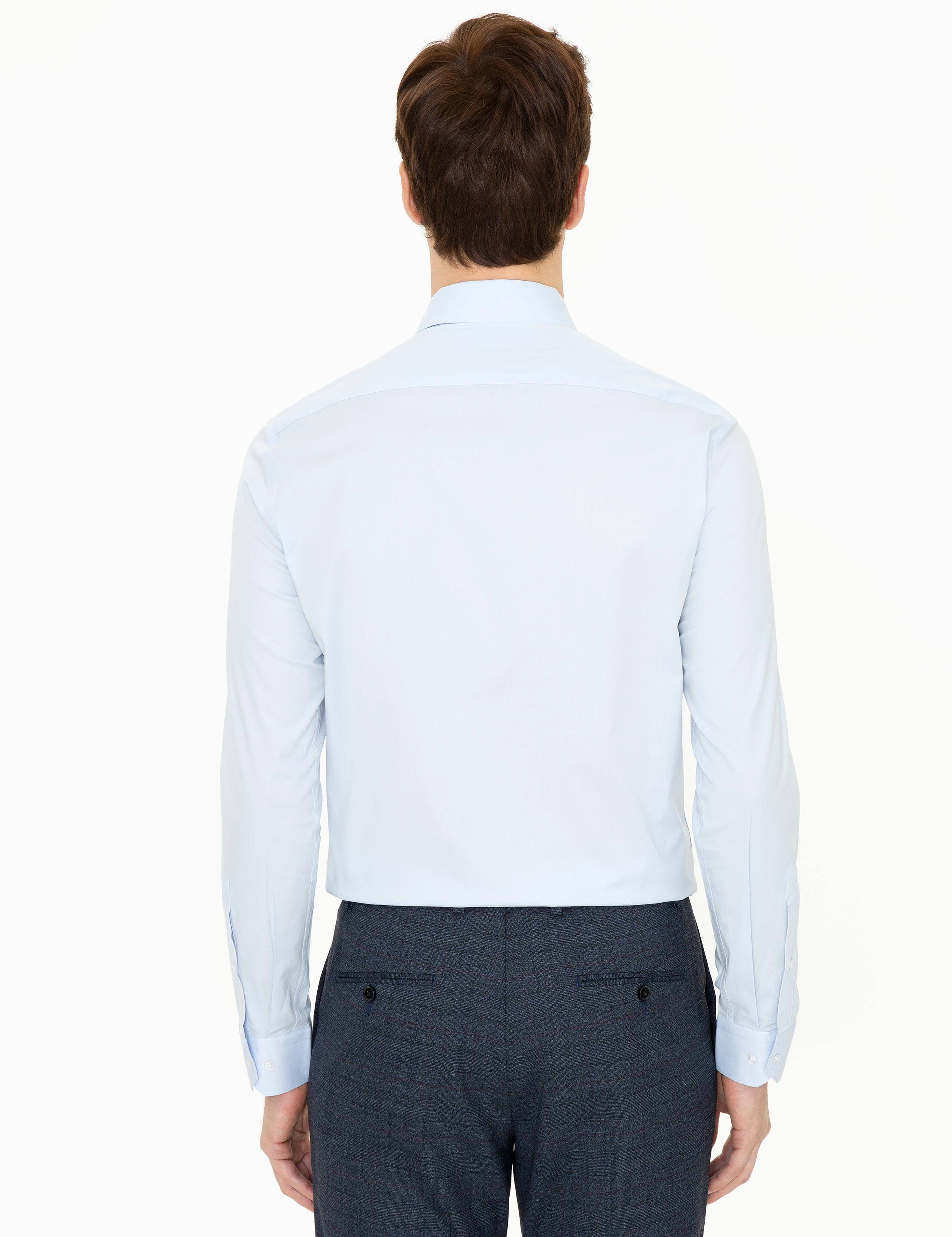 Açık Mavi Slim Fit Uzun Kollu Basic Gömlek - 50235535029