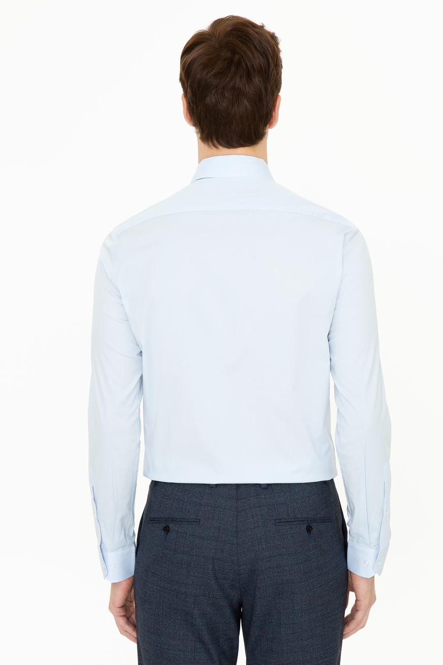 Açık Mavi Slim Fit Uzun Kollu Basic Gömlek - 50235535029