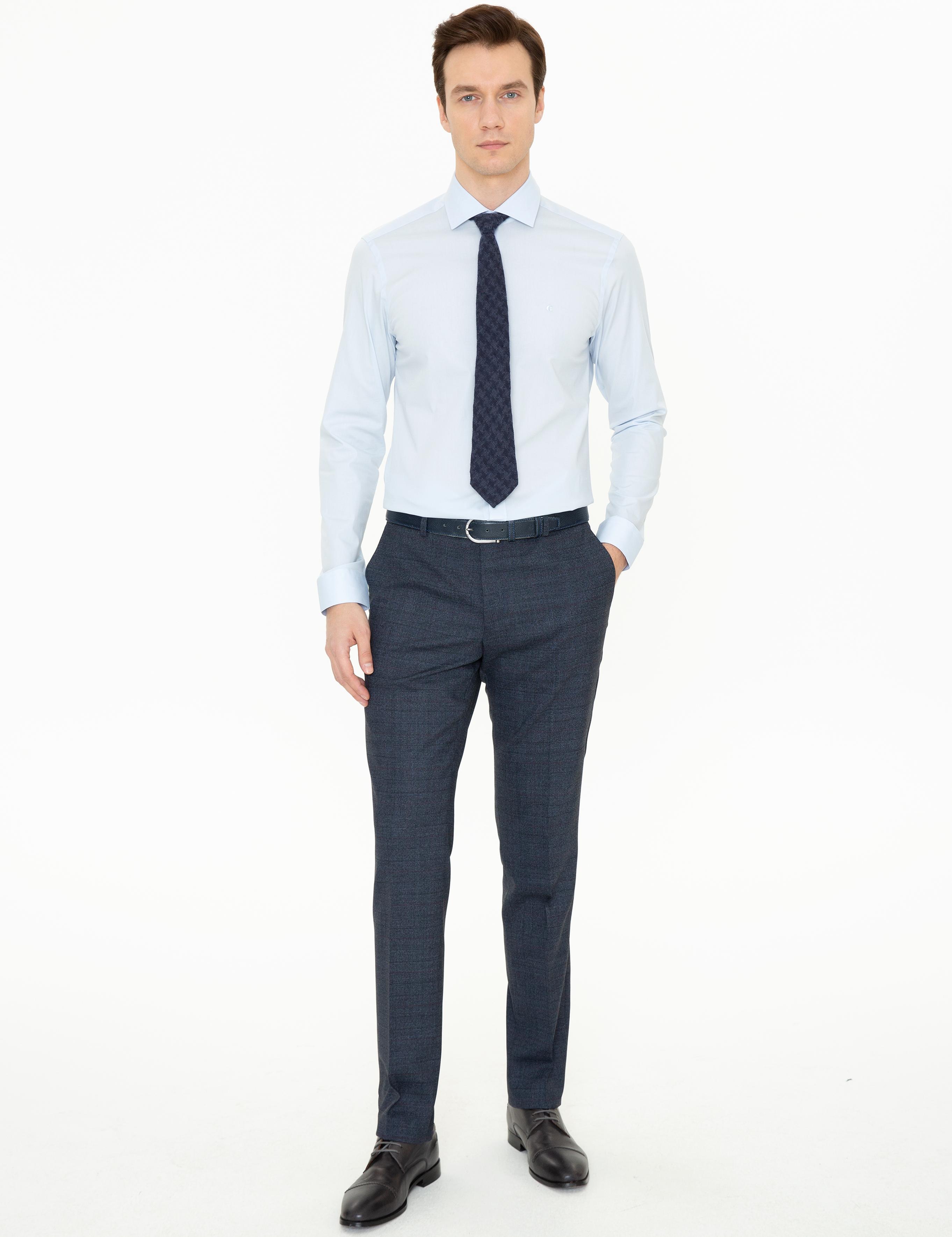 Açık Mavi Slim Fit Uzun Kollu Basic Gömlek - 50235535029