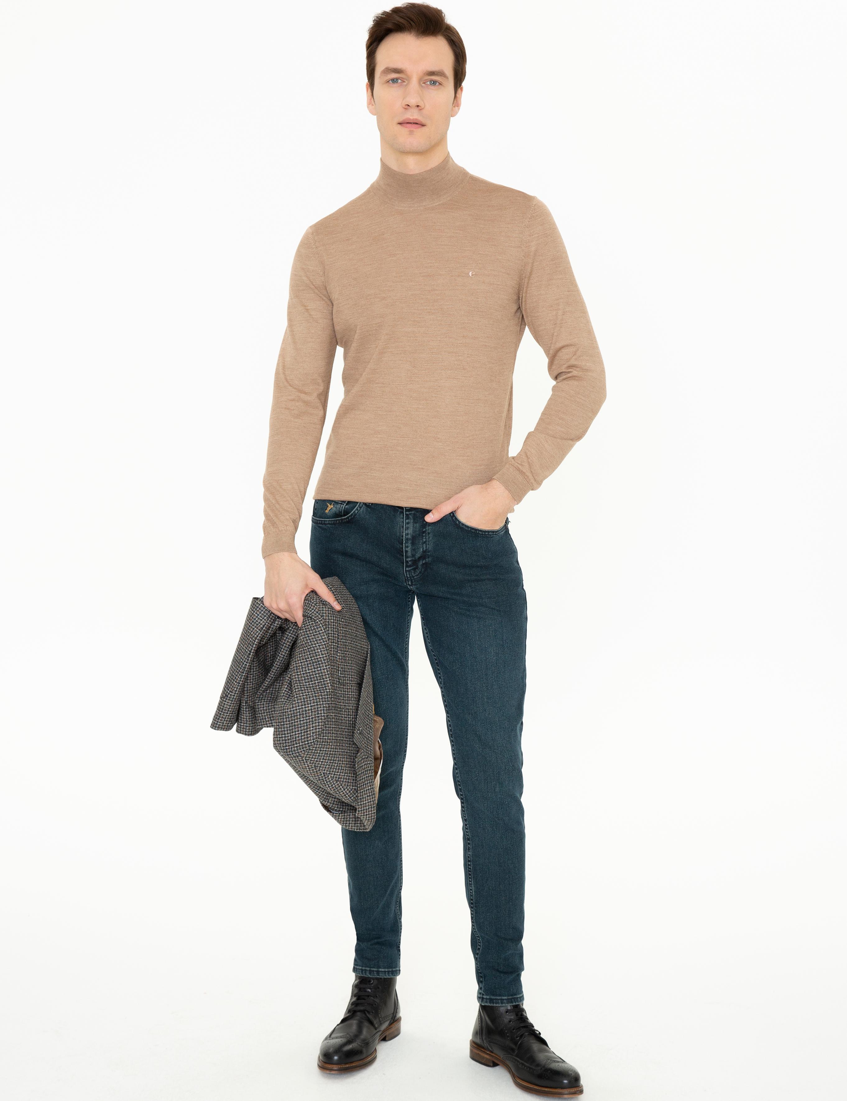 Camel Slim Fit Yarım Balıkçı Basic Triko Kazak - 50237040076