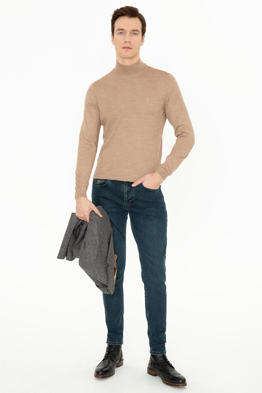 Camel Slim Fit Yarım Balıkçı Basic Triko Kazak - 50237040076