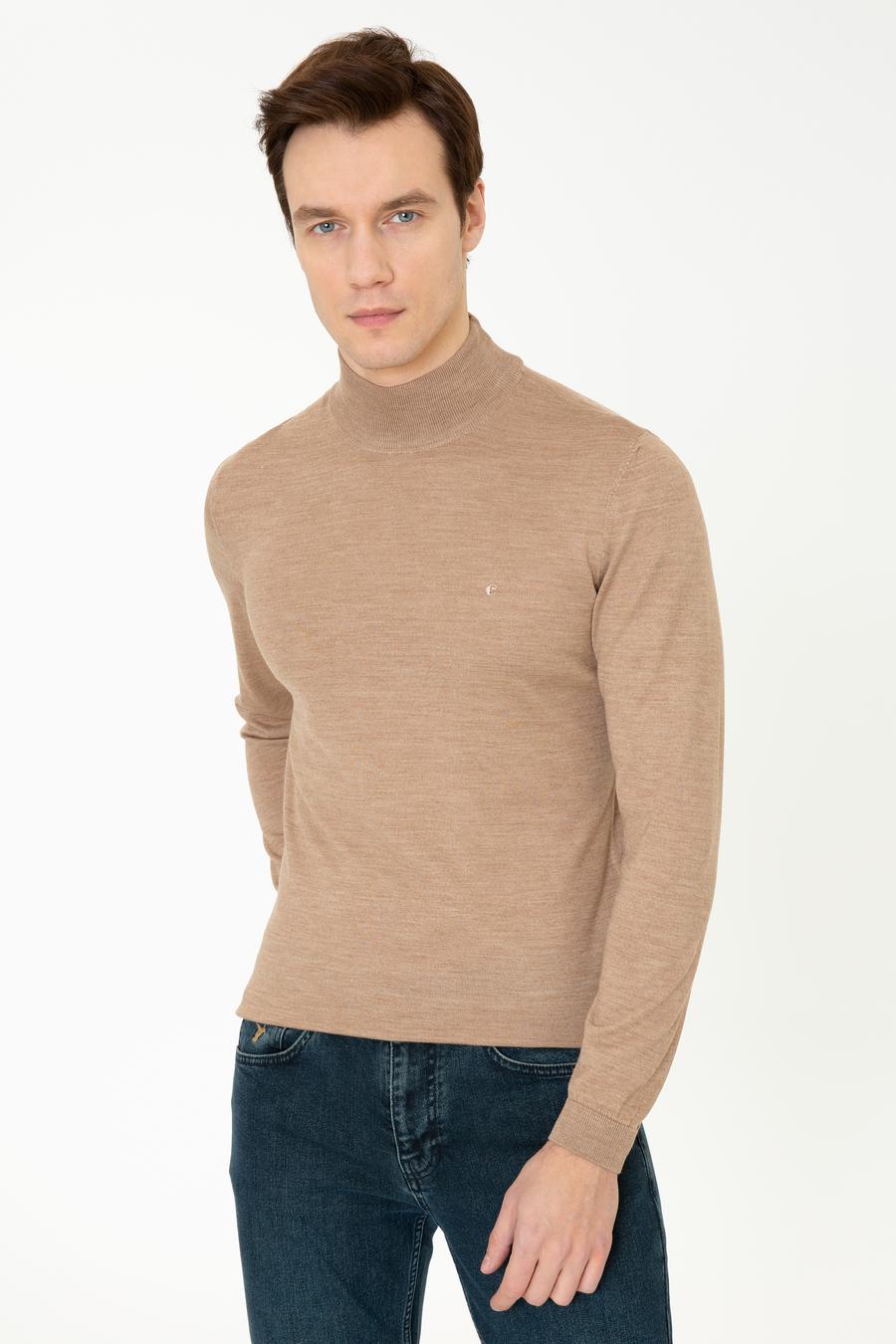 Camel Slim Fit Yarım Balıkçı Basic Triko Kazak - 50237040076