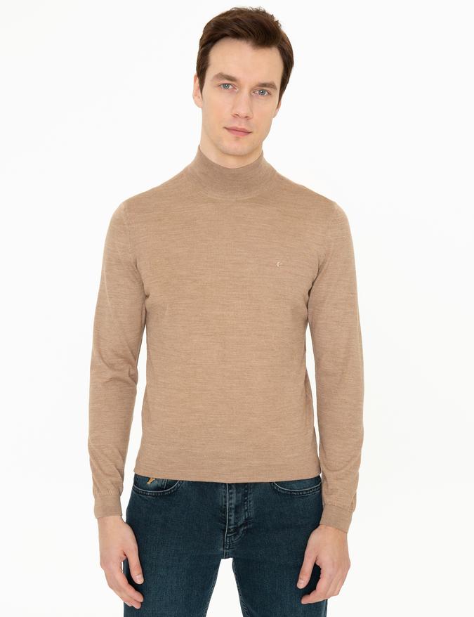 Camel Slim Fit Yarım Balıkçı Basic Triko Kazak