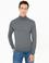 Açık Gri Melanj Slim Fit Balıkçı Yaka Basic Triko Kazak