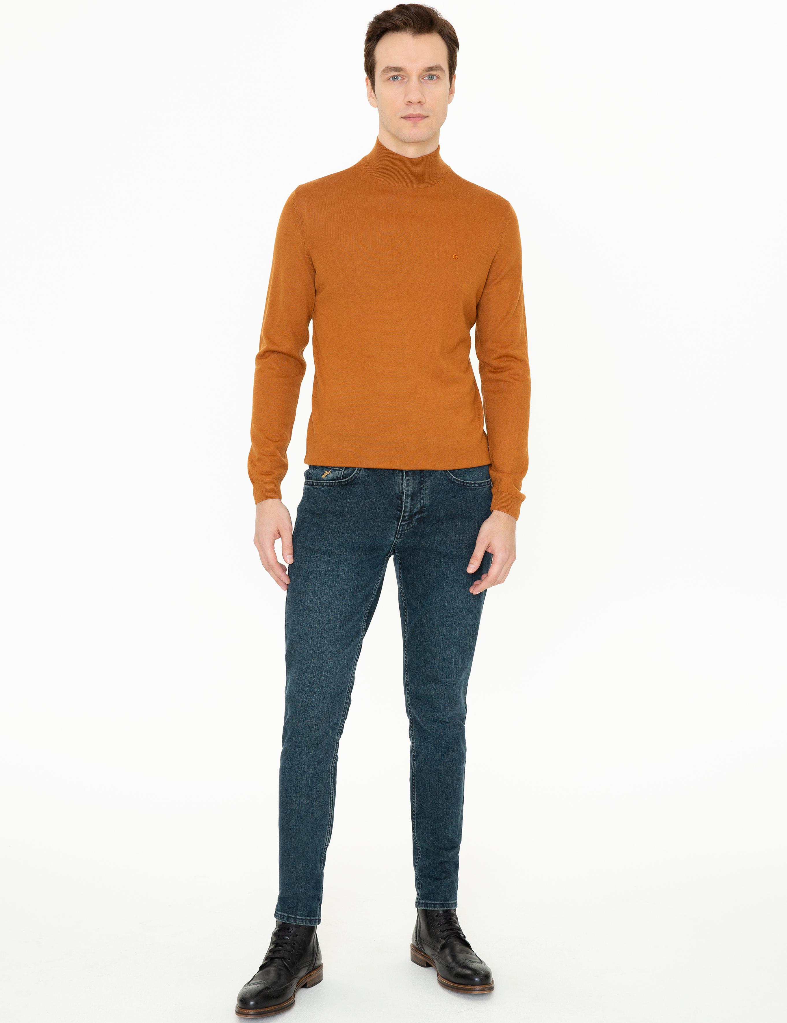 Tarçın Slim Fit Yarım Balıkçı Basic Triko Kazak - 50237040245