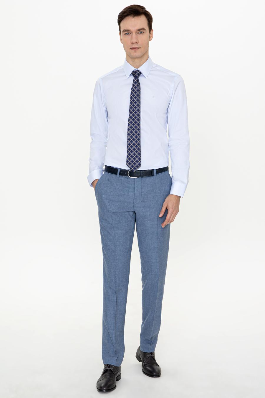 Açık Mavi Slim Fit Uzun Kollu Basic Gömlek - 50242776022
