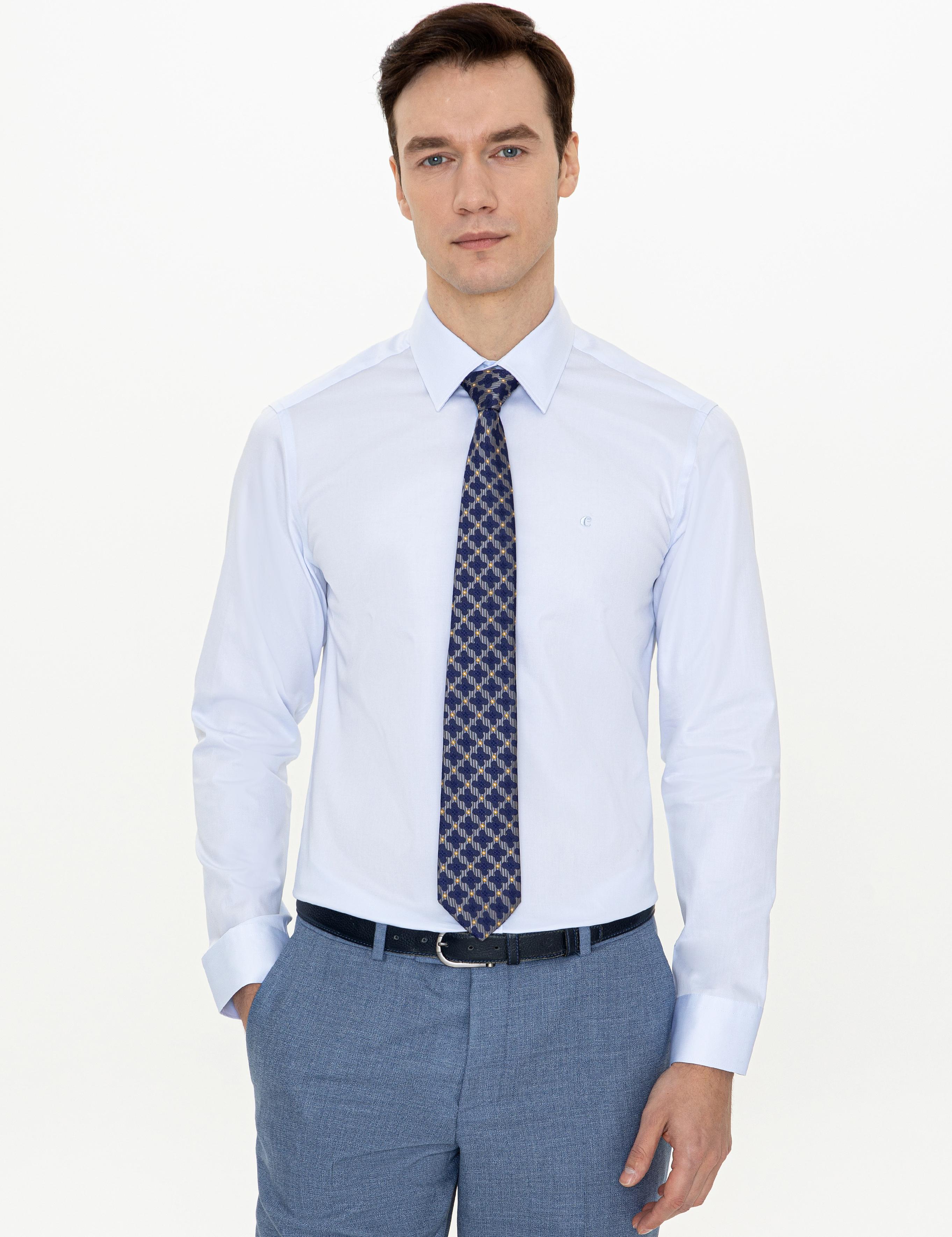 Açık Mavi Slim Fit Uzun Kollu Basic Gömlek - 50242776022