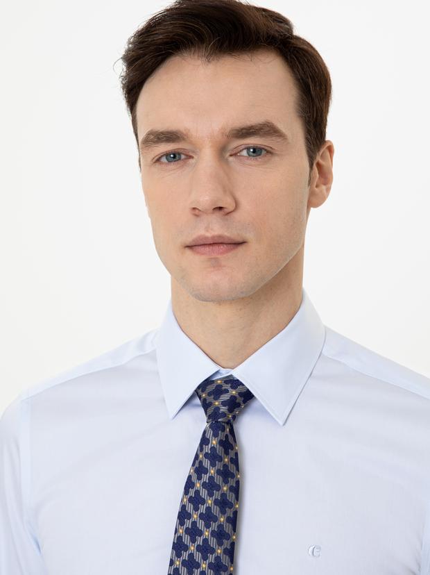 Açık Mavi Slim Fit Uzun Kollu Basic Gömlek