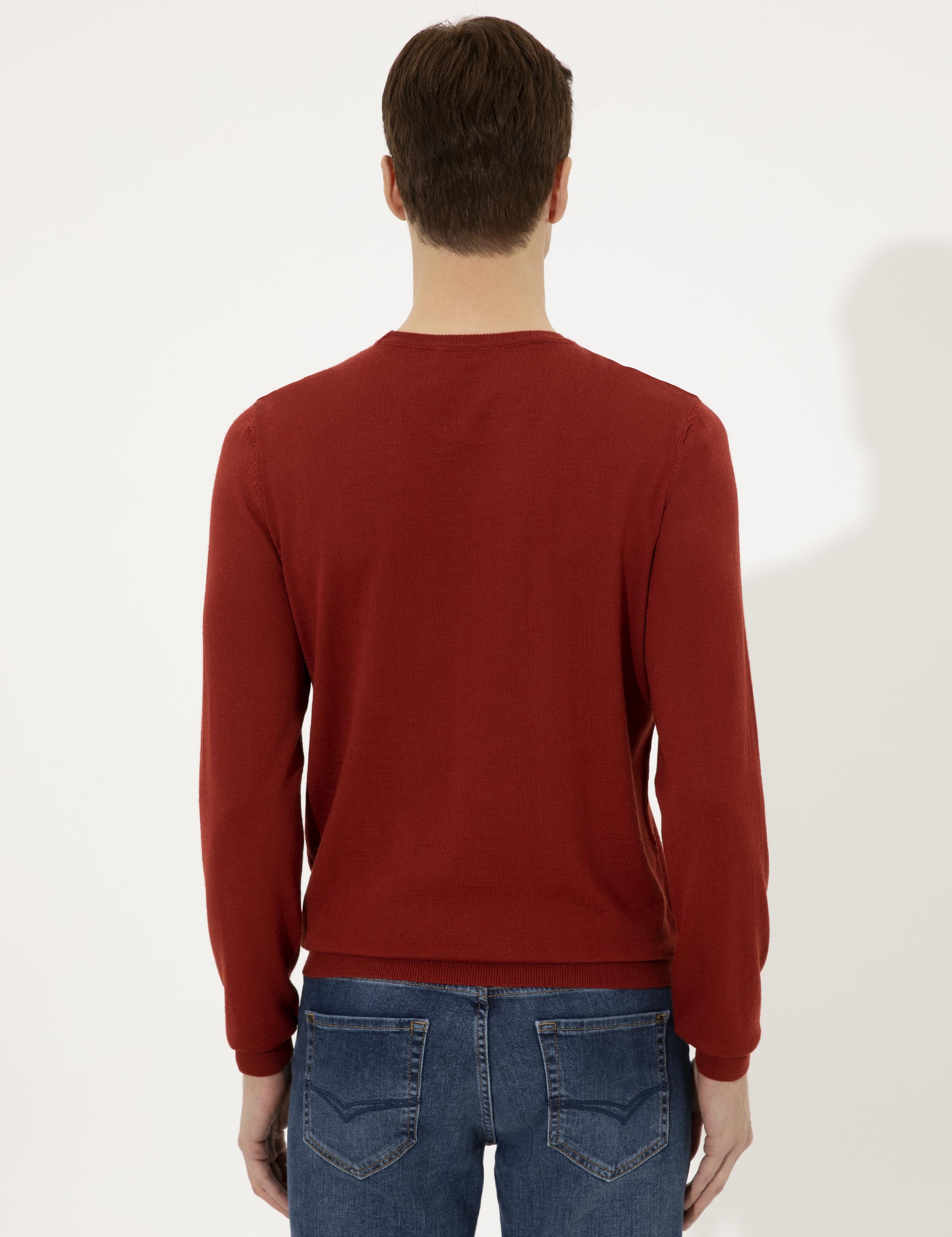 Kiremit Slim Fit Bisiklet Yaka Basic Triko Kazak - 50237038204
