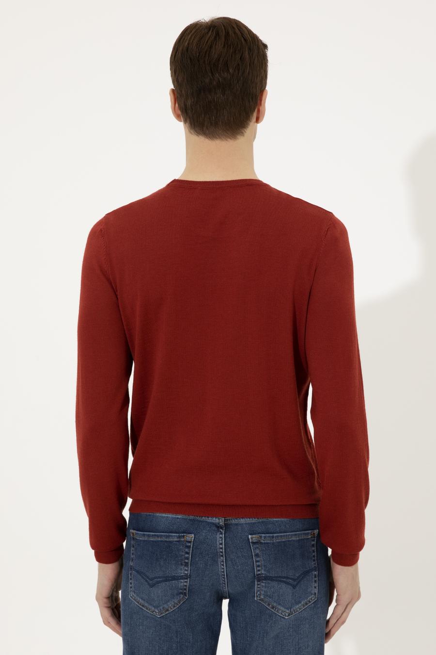 Kiremit Slim Fit Bisiklet Yaka Basic Triko Kazak - 50237038204