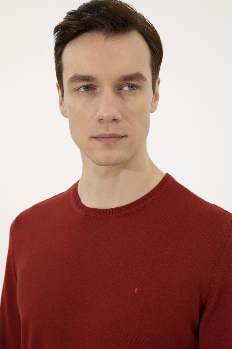 Kiremit Slim Fit Bisiklet Yaka Basic Triko Kazak - 50237038204