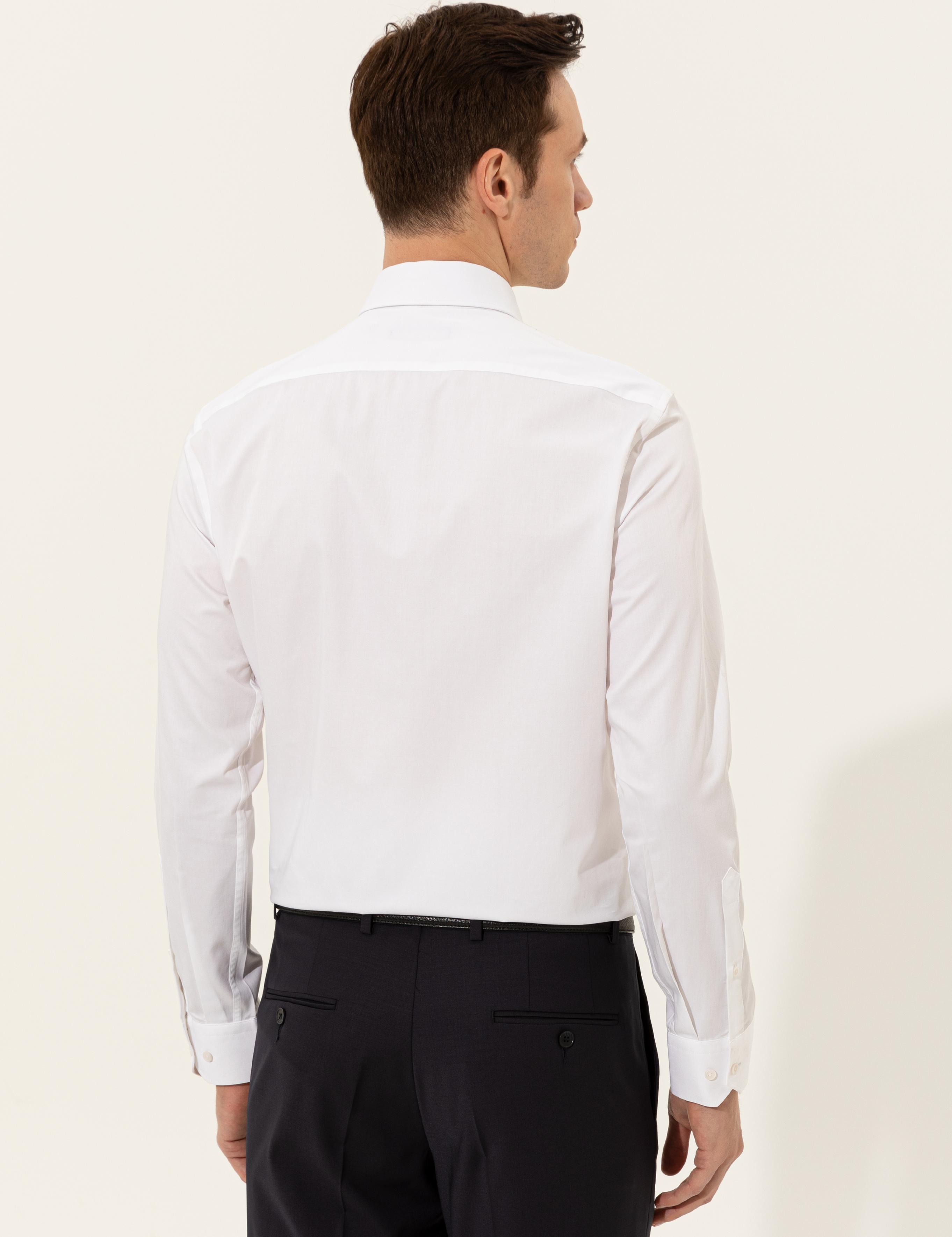 Beyaz Modern Fit Uzun Kollu Basic Gömlek - 50235520007