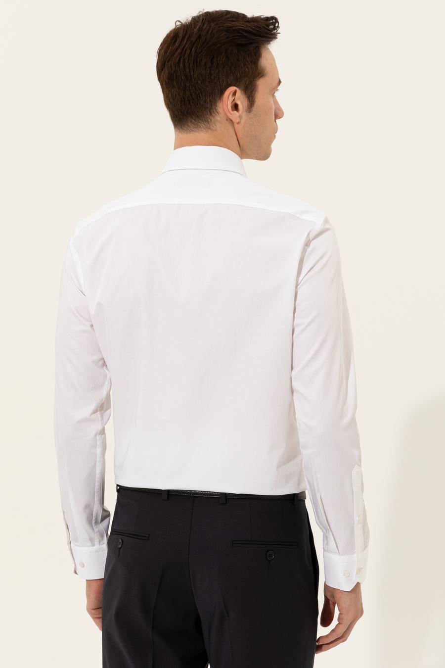 Beyaz Modern Fit Uzun Kollu Basic Gömlek - 50235520007
