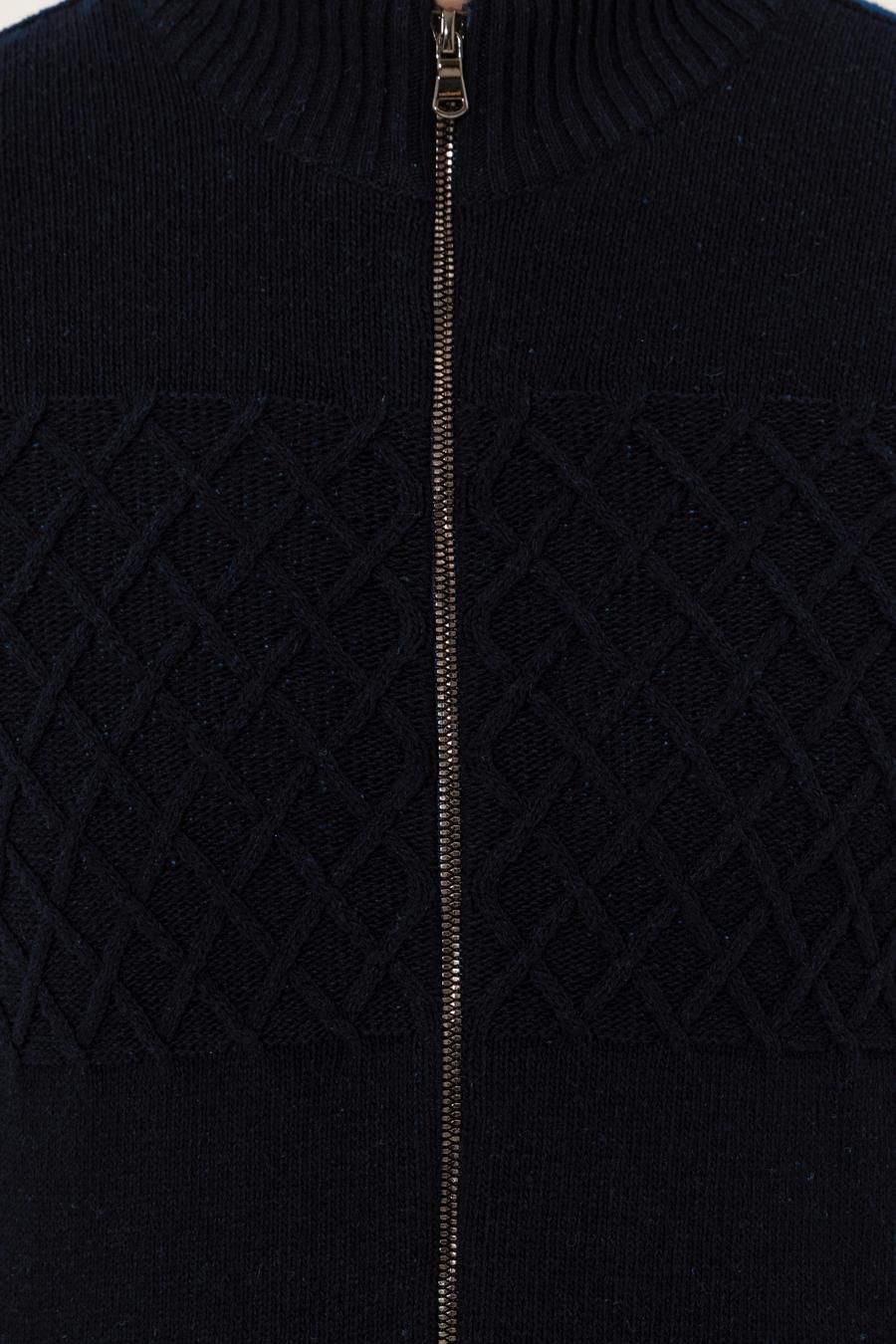 Lacivert Slim Fit Dik Yaka Triko Hırka - 50256926028