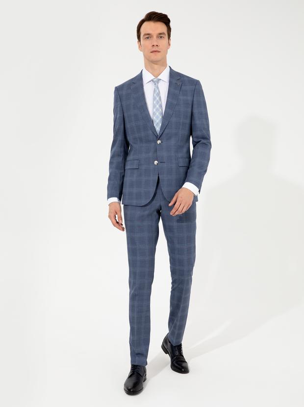 Mavi Slim Fit Takım Elbise