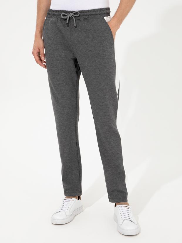 Gri Melanj Slim Fit Eşofman Altı