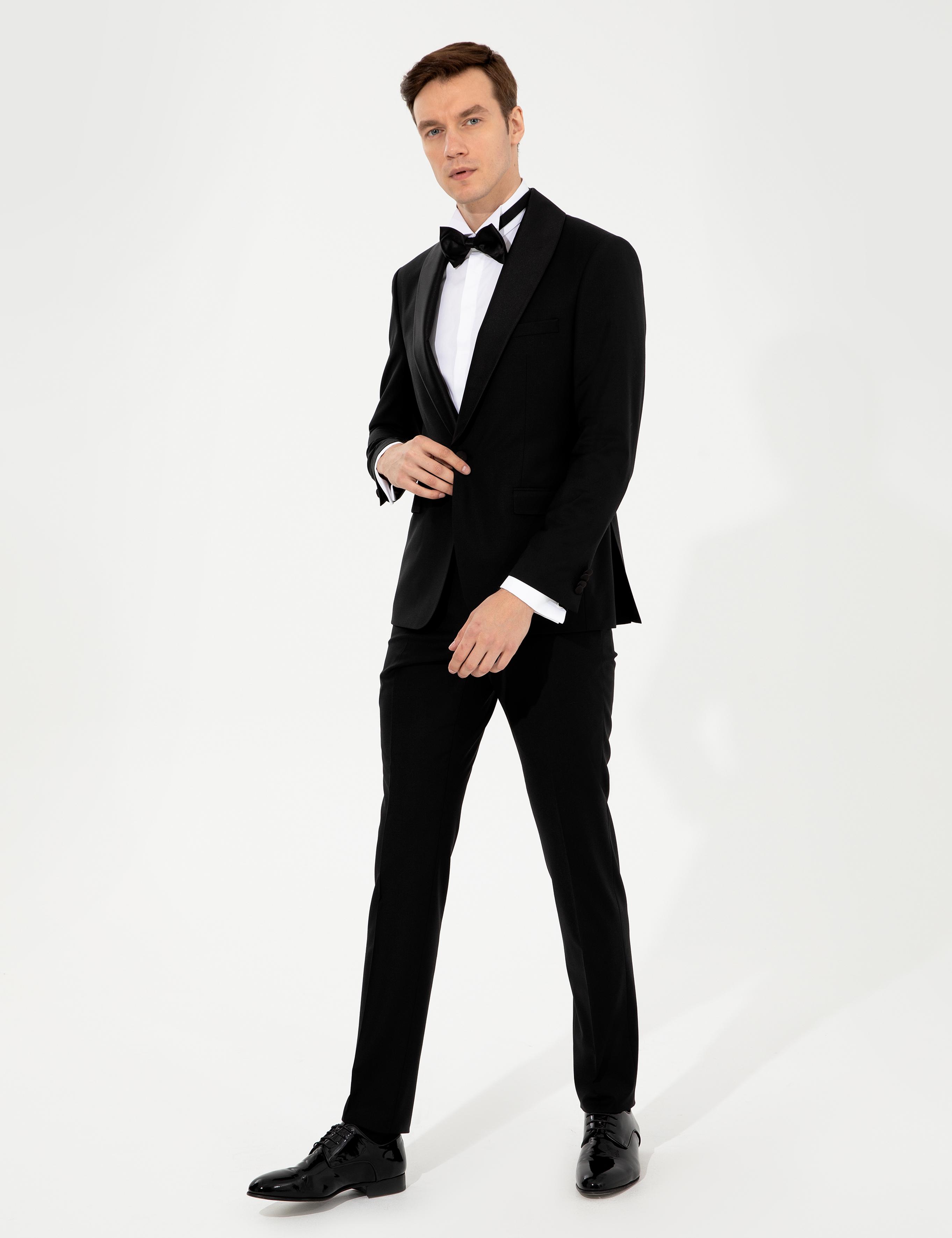 Siyah Slim Fit Smokin Damatlık - 50250820023