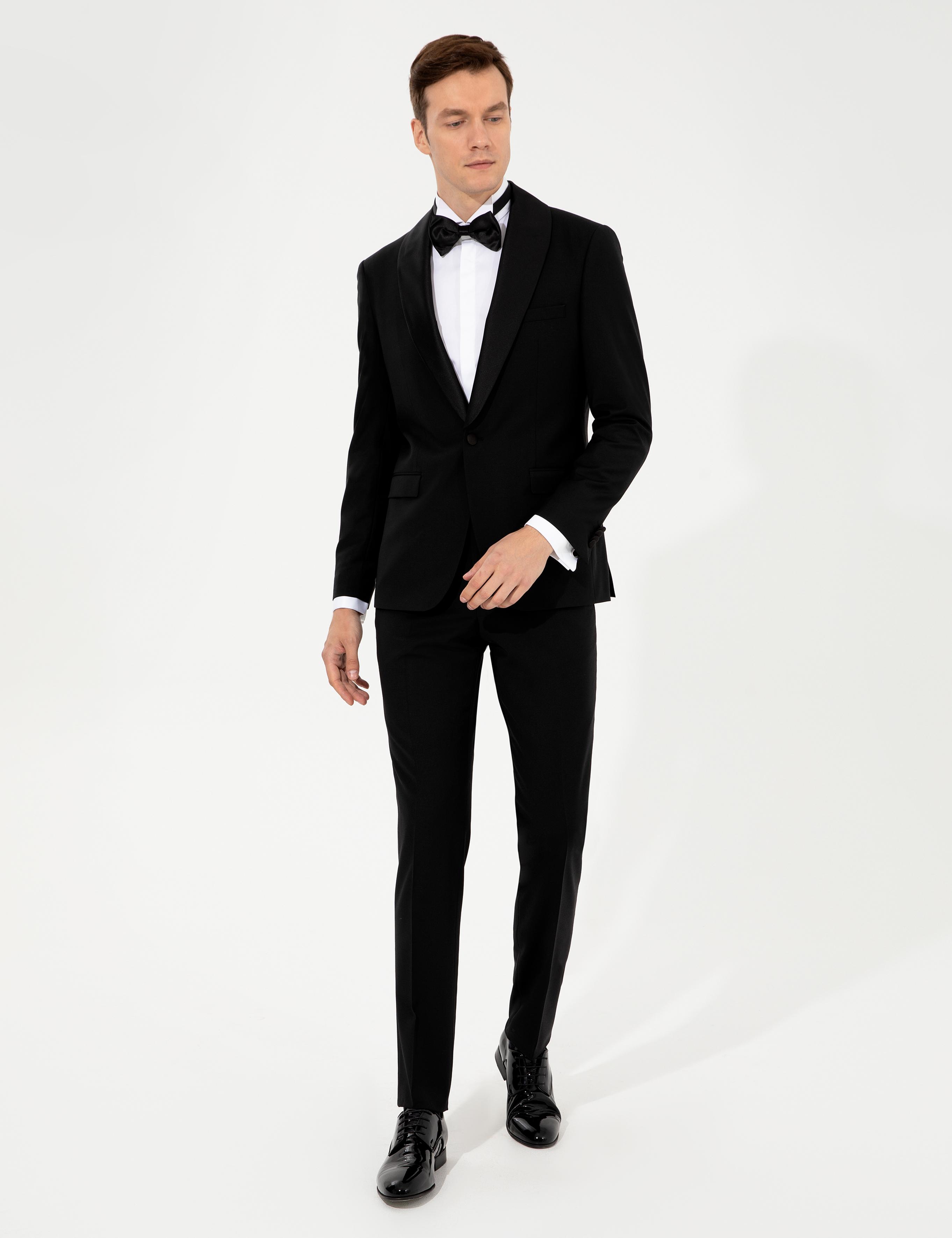 Siyah Slim Fit Smokin Damatlık - 50250820023