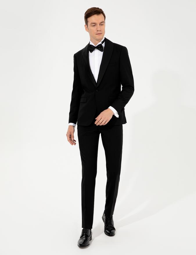 Siyah Slim Fit Smokin Damatlık