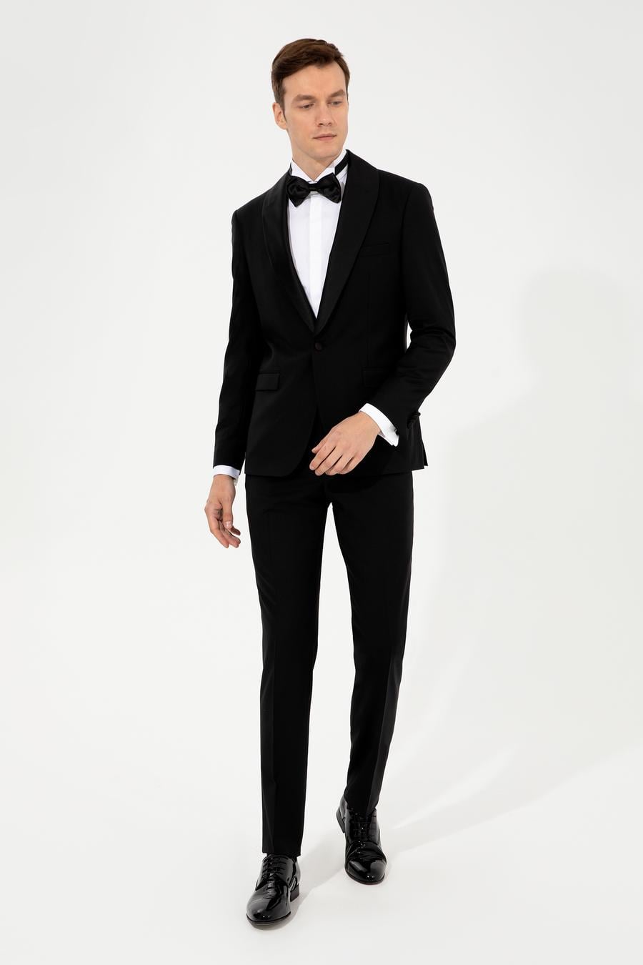 Siyah Slim Fit Smokin Damatlık - 50250820023
