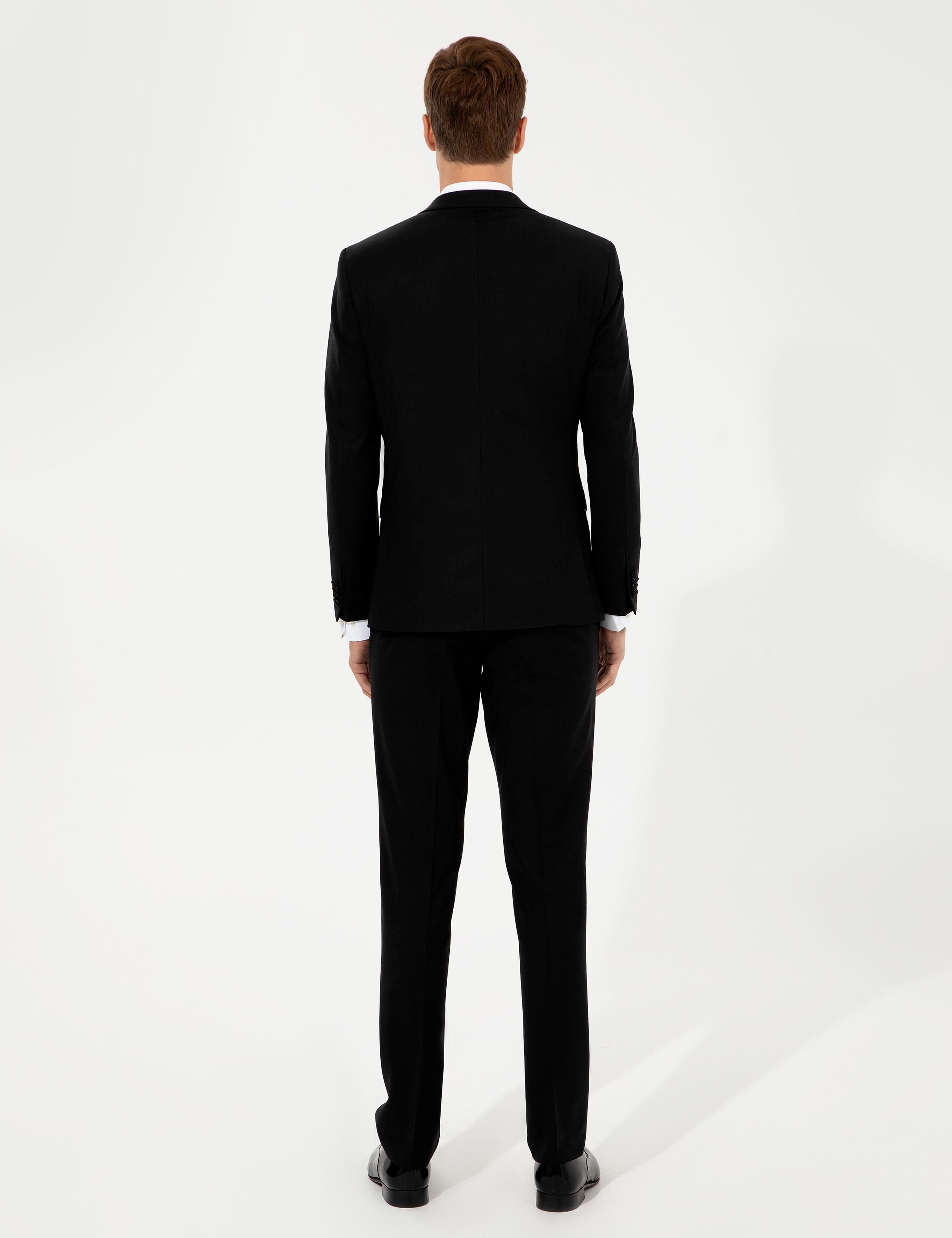 Siyah Slim Fit Yelekli Smokin Damatlık - 50250848011
