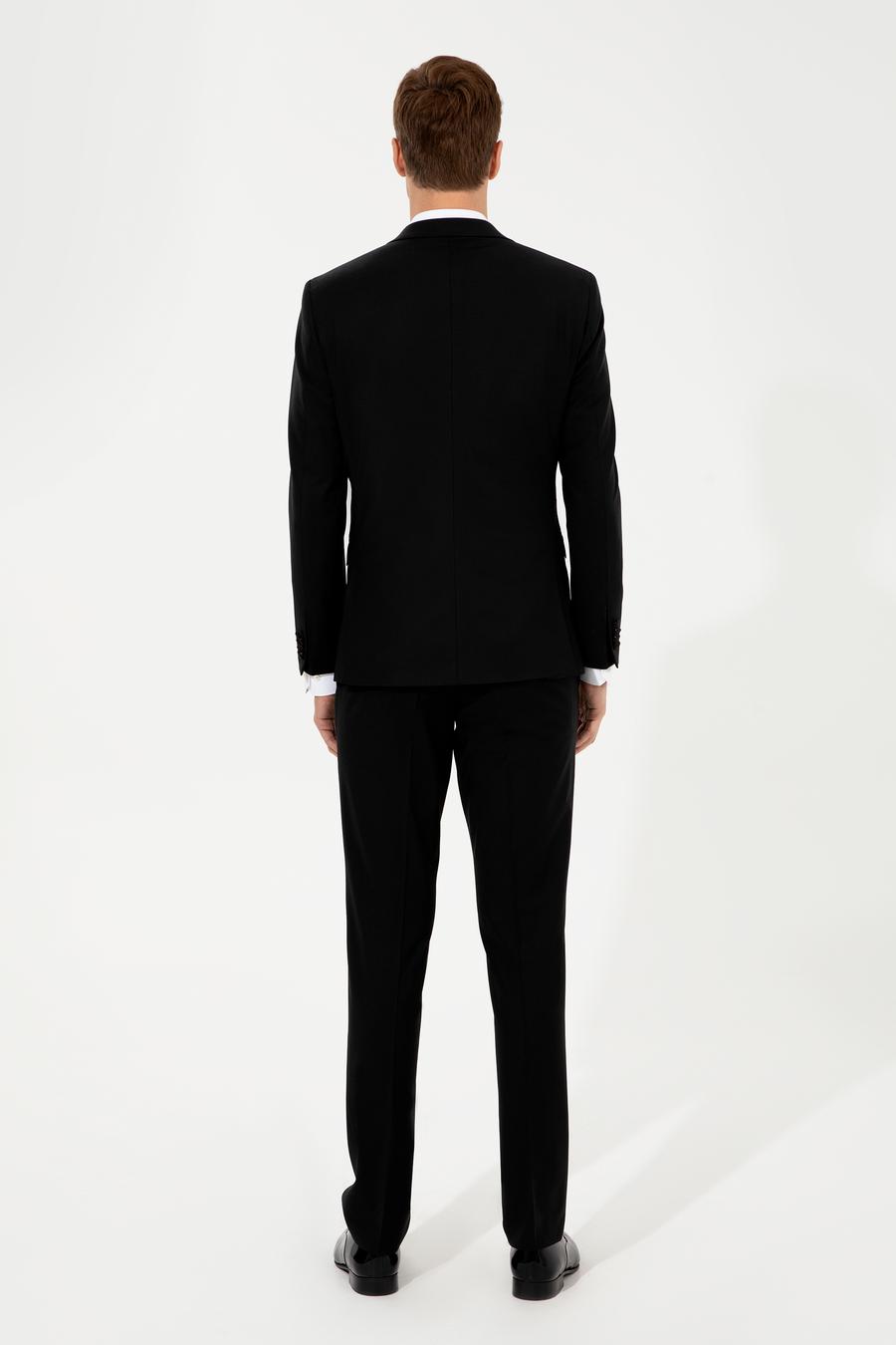 Siyah Slim Fit Yelekli Smokin Damatlık - 50250848011