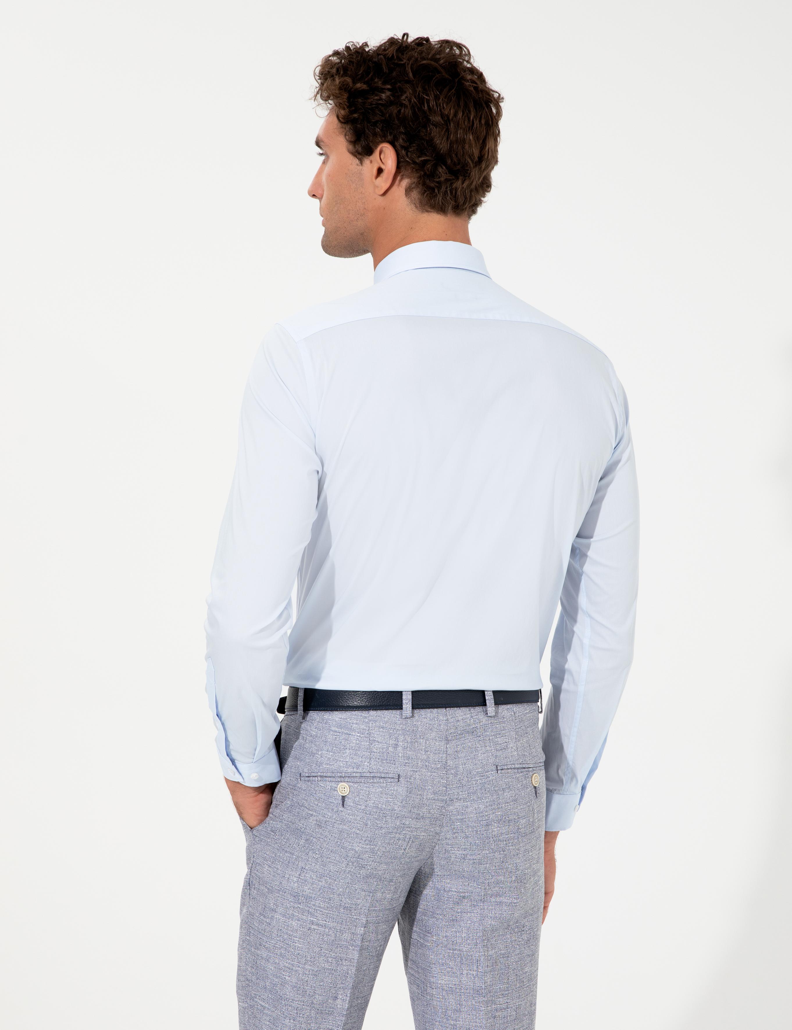 Açık Mavi Slim Fit Uzun Kollu Gömlek - 50219616004