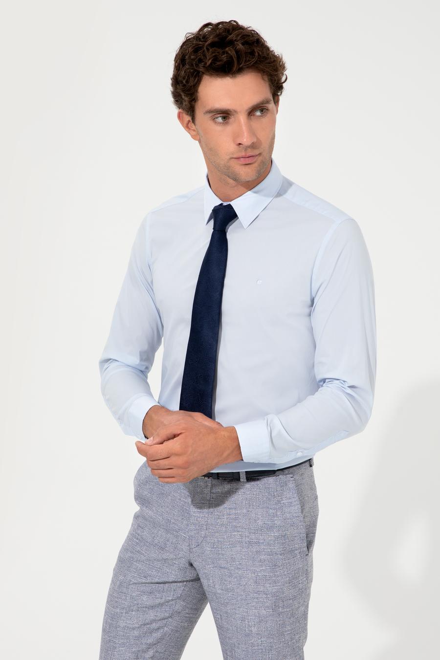 Açık Mavi Slim Fit Uzun Kollu Gömlek - 50219616004