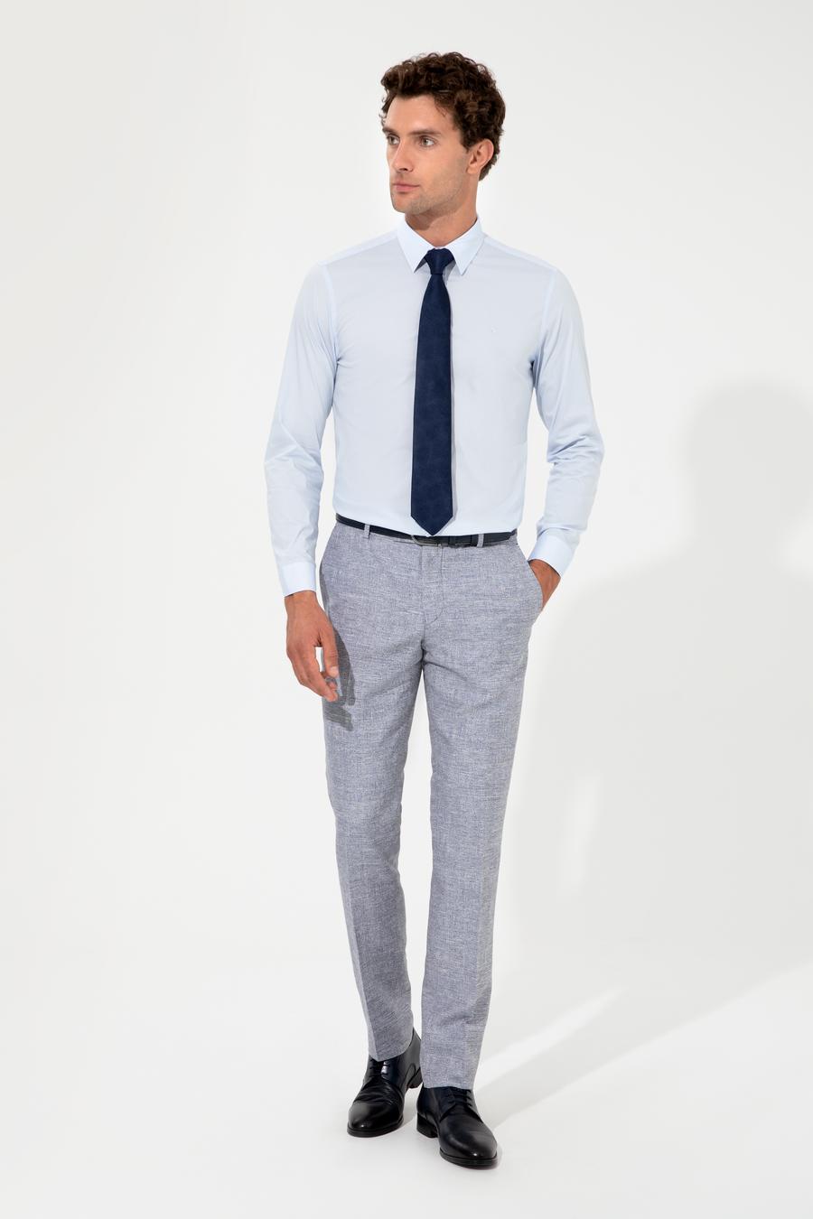 Açık Mavi Slim Fit Uzun Kollu Gömlek - 50219616004