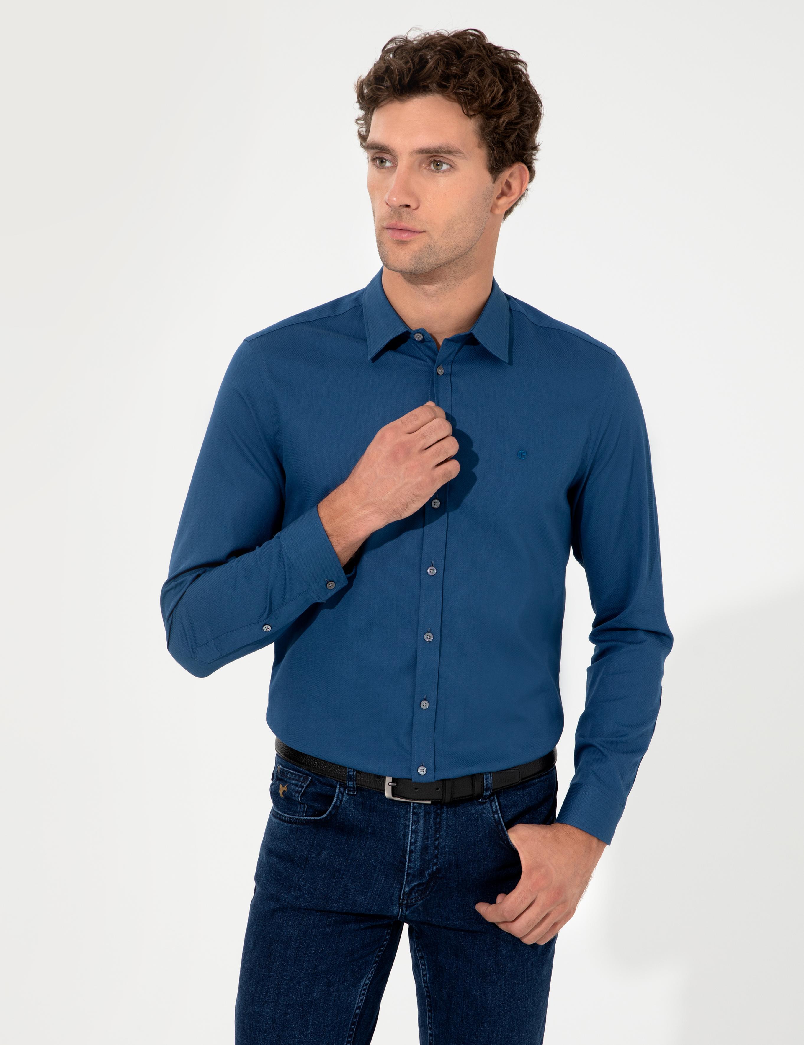 İndigo Slim Fit Uzun Kollu Gömlek - 50219660004